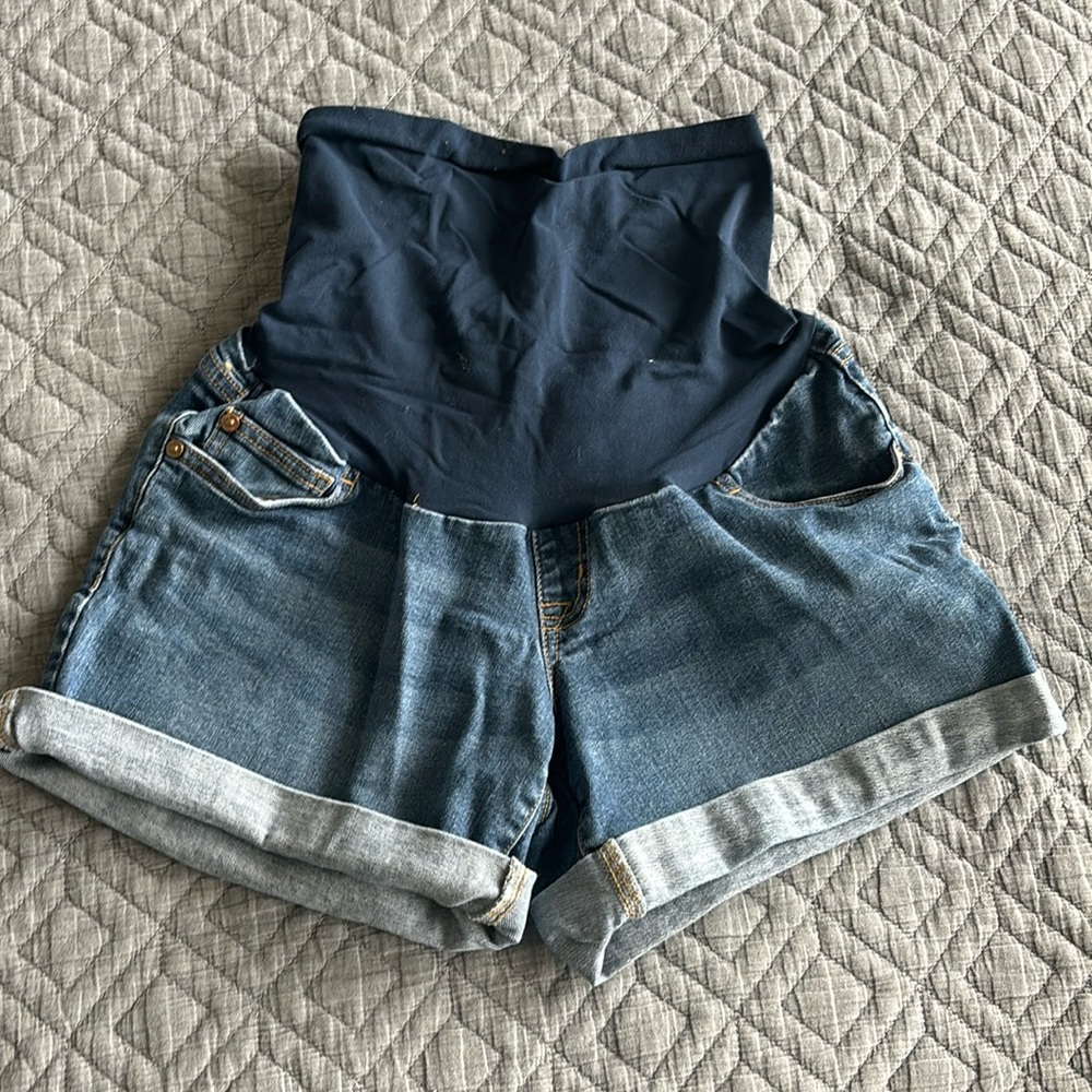 Indigo blue maternity shorts